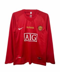 Manchester United Home Shirt  2007/08 Full Sleeves UEFA Champion