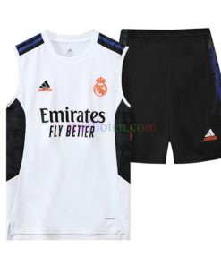 Real Madrid White Sleeveless Training Kits 2022/23 (white top & black shorts)