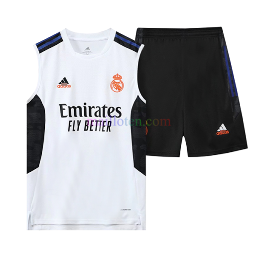Real Madrid White Sleeveless Training Kits 2022/23 (white top & black shorts)