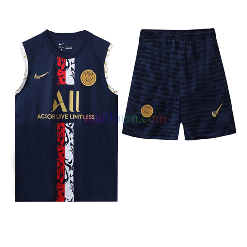 Paris Saint-Germain Dark Blue Sleeveless Training Kit 2022/23 Nike & All LOGO)