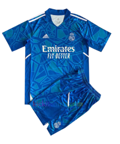 Real Madrid Bright Blue Goalkeeper Kit Kids 2022/23