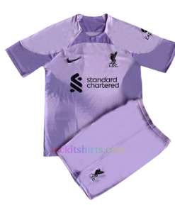 Liverpool Purple Goalkeeper Kit Kids 2022/23