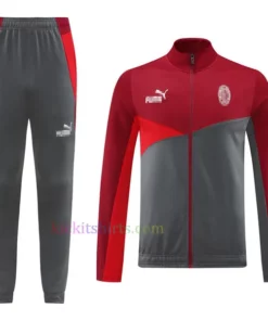 AC Milan Red Gray Tracksuit 2024/25 Full Sleeves Full Zip