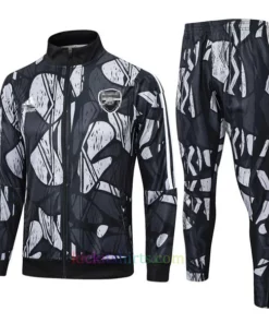 Arsenal Black Pattern Tracksuit 2024/25 Full Sleeves Full Zip