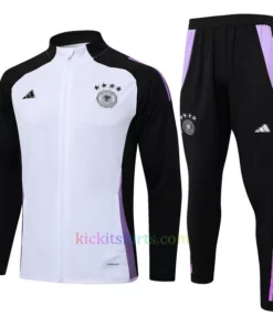 Germany White Tracksuit 2024 Black Sleeves Full Zip