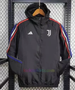 Juventus Black Windrunner 2024/25 Color Stripes