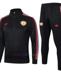 Manchester United Black Trefoil Tracksuit 2024/25 Full Sleeves Full Zip