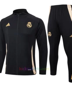 Real Madrid Black Tracksuit 2024/25 Full Sleeves Full Zip