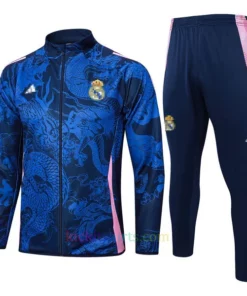 Real Madrid Dark Blue Dragon Tracksuit 2024/25 Full Sleeves Full Zip