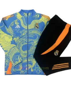 Real Madrid Light Blue Dragon Tracksuit 2024/25 Full Sleeves Full Zip