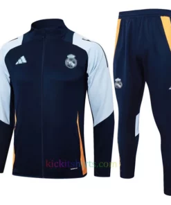 Real Madrid Navy Blue/Light Blue Tracksuit 2024/25 Full Sleeves Full Zip