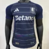 Aston Villa 2024/25 Third Shirt in navy with pinstripe design, silver accents, and 150th-anniversary emblem.