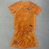 Chelsea Goalkeeper Kit Kids 202425 Orange in bright orange with official club logo, featuring breathable, moisture-wicking fabric for comfort and flexibility.