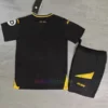 Back view of Wolves Away Kit Kids 2024/25：Plain black design with a clean finish.