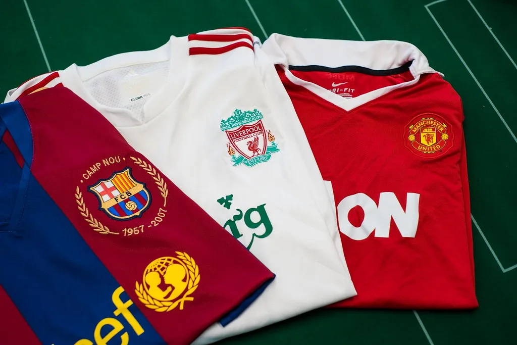 photo of some retro football shirts