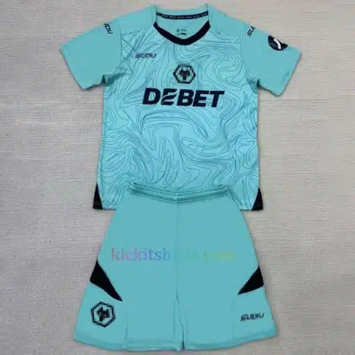 Wolves Goalkeeper Kit Kids 202425-blue (2)