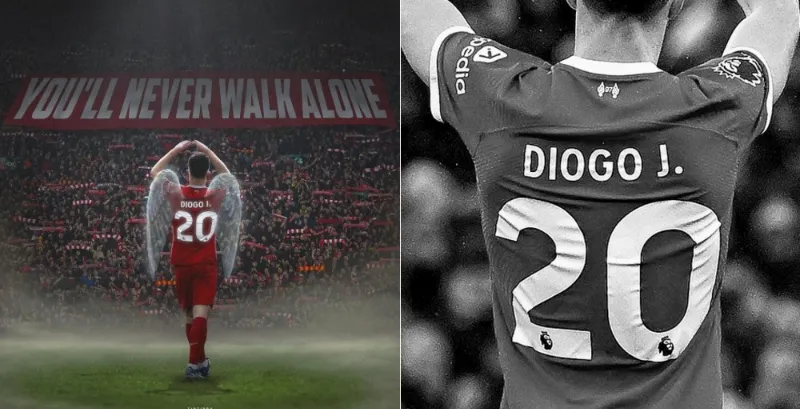 Liverpool player Diogo Jota wearing no.20 shirt 2